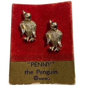 Vintage "PENNY" the Penguin Gold Tone Tac-Back Pins - Set of 2 - Marked NEMO